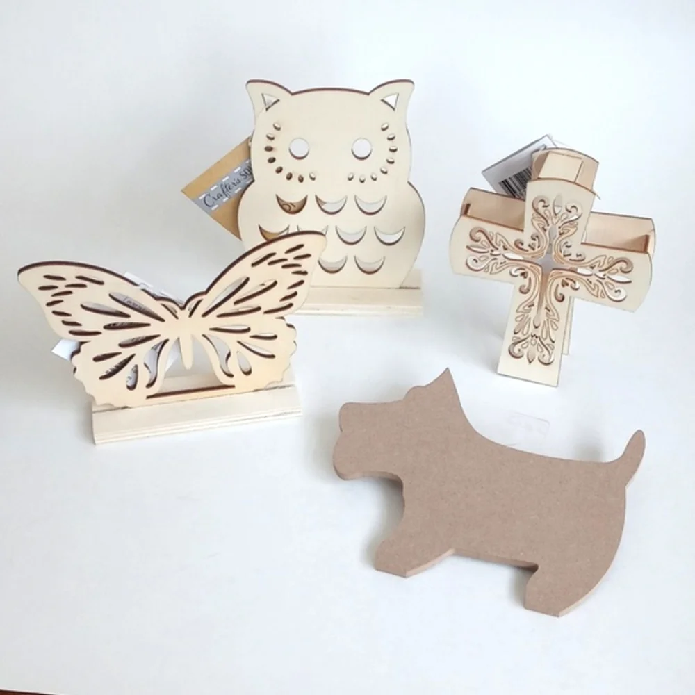 Set of 4 Crafters Corner Wooden Animals, Cross Deco Crafts for Painting Fun!